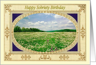 Happy Sobriety Birthday, Field of flowers, card