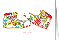Happy Birthday - Girl - Canvas Flowery Shoes card