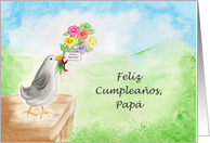 Feliz Cumpleanos Papa, Pajaro con Flores card