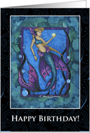 Birthday Card - Fantasy Mermaid in Deep Blue Waters card