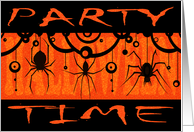 Halloween Party Time - Grunge Spider Black/Orange Invitation card