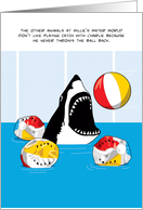 Shark Playing Catch with Beach Balls, Funny Birthday card