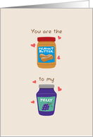 Wedding Anniversary Peanut Butter & Jelly Simile with Hearts for Spouse card