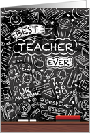 Teacher Appreciation Day Chalkboard, School icons, Best Teacher Ever card