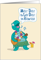 Hawaiian May Day Lei Day Turtle with Ukulele card