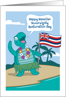 Hawaiian Sovereignty Restoration Day Turtle with Flag card
