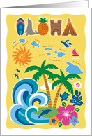 Aloha Collage with Various Hawaiian Iconic Images card
