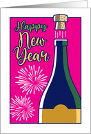 New Years Champagne Cork Pop Fireworks card
