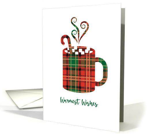 Christmas Plaid Hot Chocolate Marshmallows Warmest Wishes card