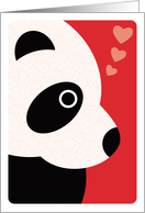 Modern Art Panda Bear with Swirl Pattern and Hearts, Valentine’s Day card