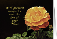 Sorry, for the Loss of Your Niece, yellow orange rose card