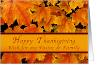 Happy Thanksgiving for My Pastor & Family, Autumn Maple leaves card