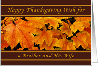 Happy Thanksgiving Wishes for a Brother and His Wife, Maple Leaves card
