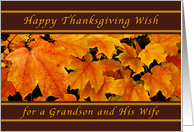 Happy Thanksgiving Wishes for a Grandson and His Wife, Maple Leaves card