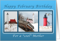 Happy February Birthday for a Cool Mother, Lighthouses card