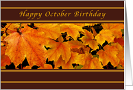 Happy October Birthday, Autumn Maple Leaves card