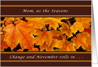Mother, November Birthday, Maple Leaves card