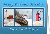 Happy December Birthday For a Friend, Lighthouses card