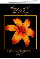 Happy 40th Birthday for a Niece Orange Lily card