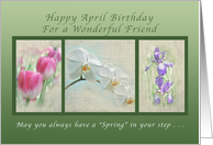 Happy April Birthday For a Friend, Flower Collection card