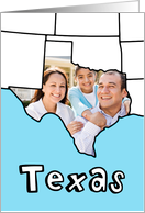 Moved to Texas Custom Photo in the Shape of the state of Texas card