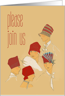 Ladies in Red Hats, Red Hat Ladies Vintage Retro Group Invitation card