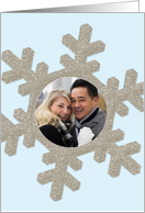 Custom Photo Winter Themed Glitter-Effect Snowflake Wedding Invitation card