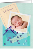 Custom Photo Vellum Envelope, Baby Boy Sip and See Invitation card