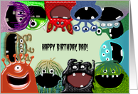Cute Monster - Happy Birthday Dad From Your Little Monsters card
