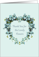 Thank You for the Flowers, Heart Shaped Forget-Me-Nots card