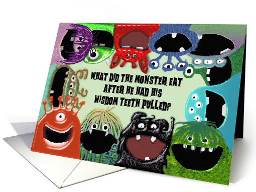 Funny Monster Wisdom Teeth Removal Get Well card (1327102)