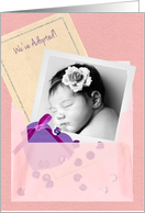 Custom Photo Adoption Announcement for Baby Girl card