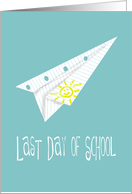 Last Day of School Party Invitation, Paper Airplane with Sunshine card