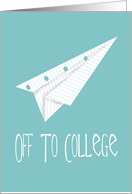 Off to College Party Invitation, Paper Airplane card