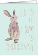 Litter of Bunnies, Bunny Listening to an Announcement card