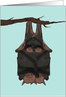 Adoption of Twin Babies Announcement, Bats Hanging on Branch Together card