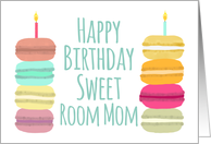 Macarons with Candles Happy Birthday Room Mom card
