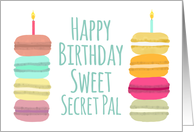 Secret Pal Macarons with Candles Happy Birthday card