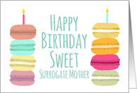 Surrogate Mother Macarons with Candles Happy Birthday card