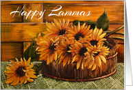 A basket of sunflowers oil painting Happy Lammas Day card