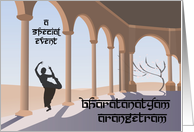 Bharatanatyam Arangetram Invitation with Dancer in Palace card