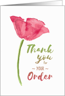 Thank You for Your Order with Elegant Floral Watercolor Design card