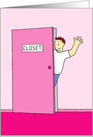 Congratulations on Coming Out of the Closet Cartoon for Gay Male card