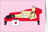Sexy Gay Get Well Soon Cartoon Funny Male Biker Nurse card