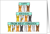 Happy Birthday from West Virginia Cartoon Cats card