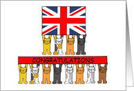 UK Citizenship Congratulations with Cartoon Cats and Union Jack Flag card
