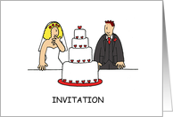Party Invitation to Celebrate a Wedding Cartoon Bride and Groom card