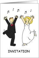 Party Invitation For a Wedding Cartoon Couple Dancing card