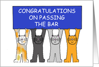 Passing the Bar Congratulations Cartoon Cats Holding a Banner card