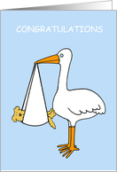 New Puppy Dog Fur Baby Pet Congratulations Cartoon Stork Humor card